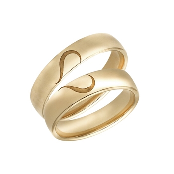 14 kt Gold Herz Trauringe mit 0,20 ct Lab Grown Diamant